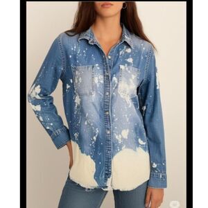 Mossimo Denim Shirt in Bleach Splatter Chambray Lagen Look XXL